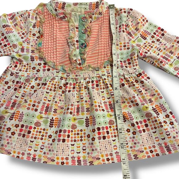 Matilda Jane Top Baby Size 2 Cottage Floral Leaves Ruffled Patchwork Butterflies - Picture 5 of 6